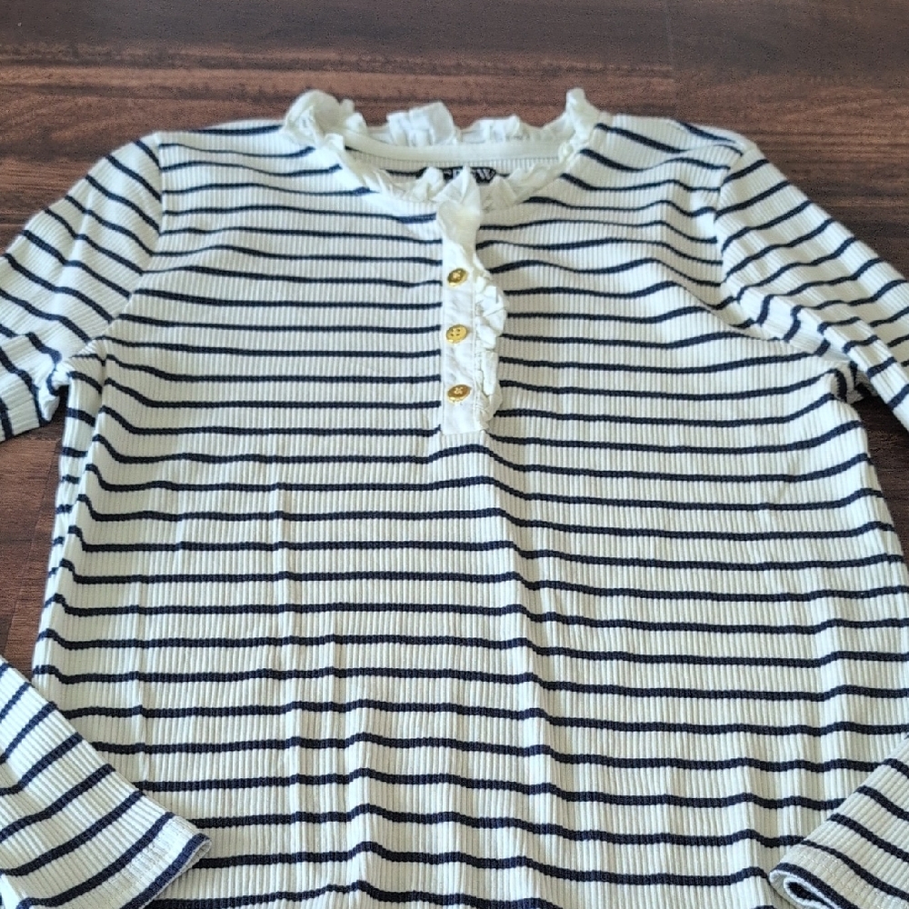 J. Crew Navy and White Striped Long Sleeve Tee